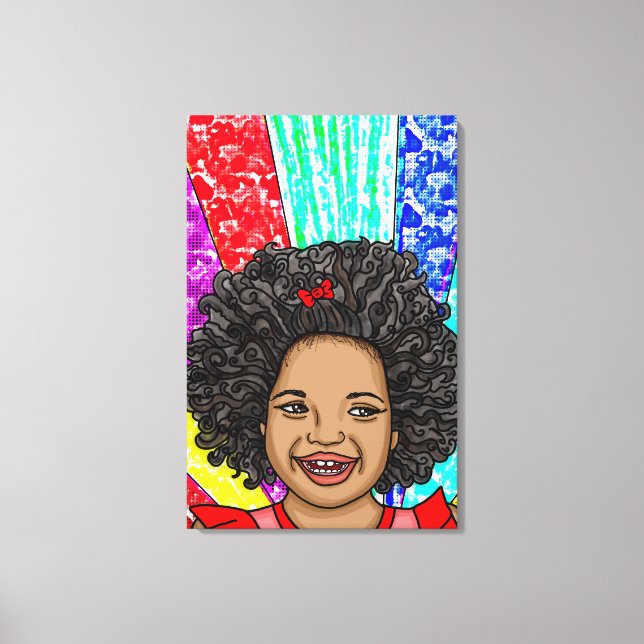 Happy Curls Pop Art Laughing Girl    Canvas Print (Front)