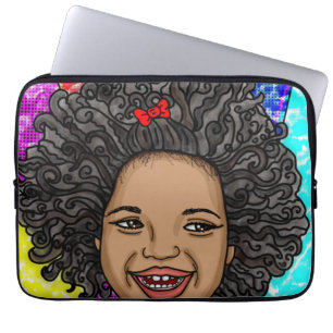 Happy Curls Pop Art Laughing Girl Laptop Sleeve
