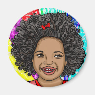 Happy Curls Pop Art Laughing Girl  Magnet