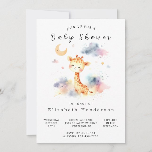 Happy Custom Giraffe Baby Shower Invitation (Front)