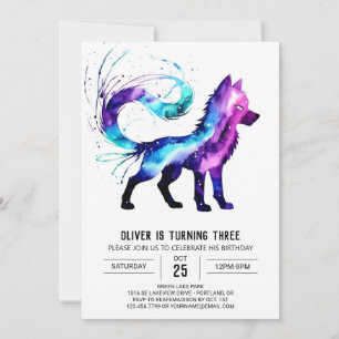 Happy Custom Wolf Digital Boy Birthday Invitation