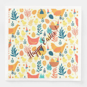 Happy Customise Easter Cute Vintage Chicken Napkin