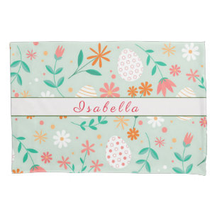 Happy Customise Easter Egg Floral Pillowcase