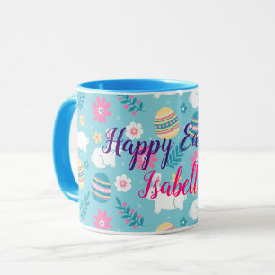 Happy Customise Easter Rabbit Floral Mug