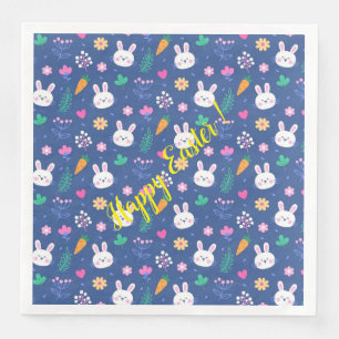 Happy Customise Easter White Love Rabbit Napkin