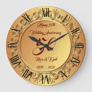 Happy Customise Gold 50th Anniversary Large Clock