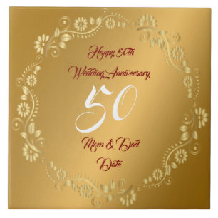 Happy Customise Gold 50th Anniversary Tile