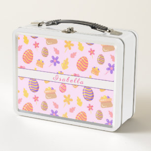 Happy Customise Purple Easter Metal Lunch Box
