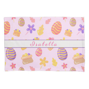 Happy Customise Purple Easter Pillow Case