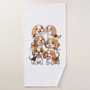 happy cute beagle dogs bath towel