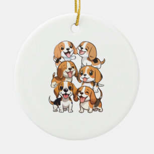 happy cute beagle dogs ceramic tree decoration