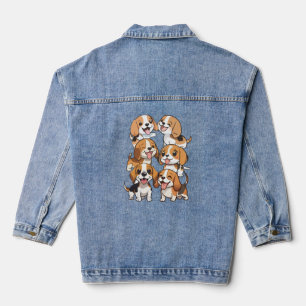 happy cute beagle dogs denim jacket