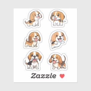 happy cute beagle dogs stickers pack