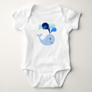 Happy Cute Blue Whale Baby Bodysuit