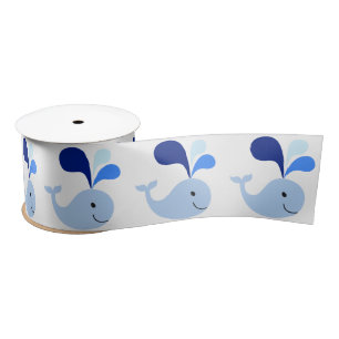 Happy Cute Blue Whale Satin Ribbon