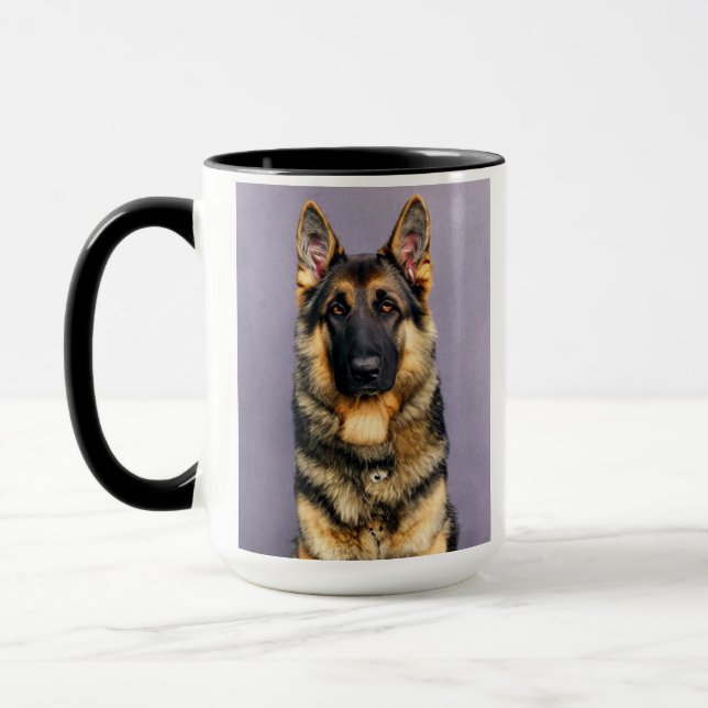 Happy cute brown   German Shepherd Coffee Mug (Left)