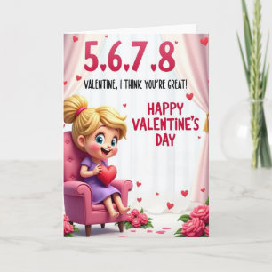 Happy Cute Girl Valentines Day Card