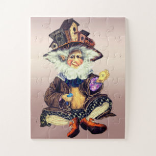 Happy Cute Gnome Loves Birds - Fantastic Painting Jigsaw Puzzle