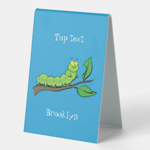 Happy cute green caterpillar cartoon illustration