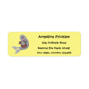 Happy cute harp seal cartoon illustration