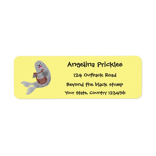 Happy cute harp seal cartoon illustration (Front)