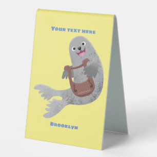 Happy cute harp seal cartoon illustration