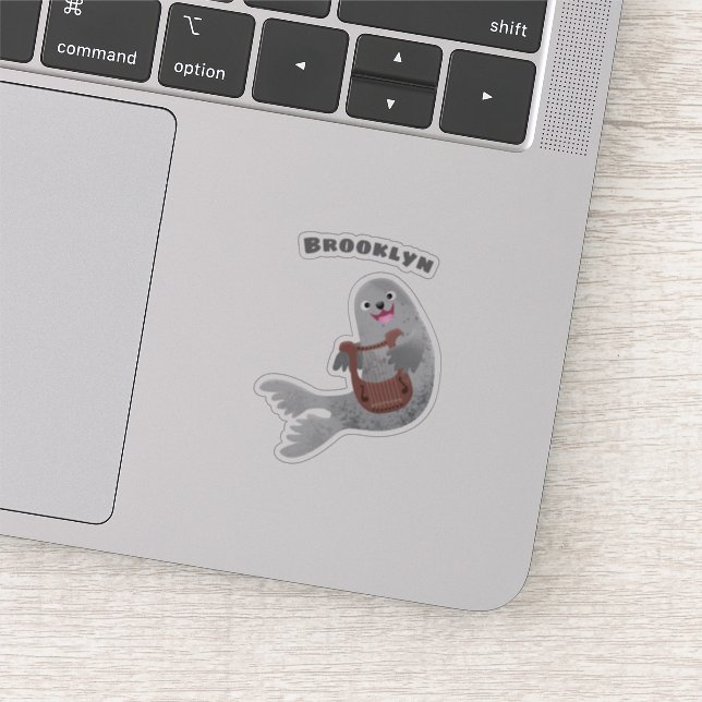 Happy cute harp seal cartoon illustration (Detail)