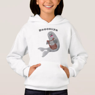 Happy cute harp seal cartoon illustration