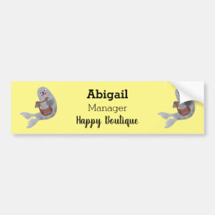Happy cute harp seal cartoon illustration bumper sticker