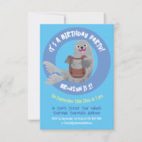 Happy cute harp seal cartoon illustration