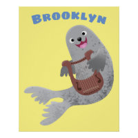 Happy cute harp seal cartoon illustration