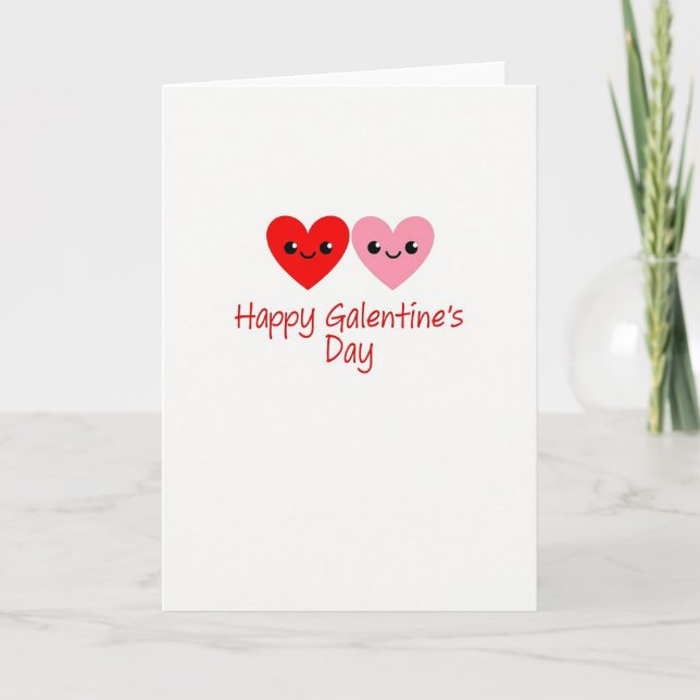 Happy Cute Hearts Galentines Day Card (Front)