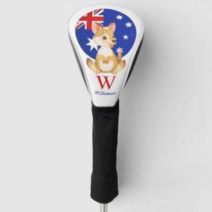 Happy Cute Kangaroo Personalised  Golf Head Cover