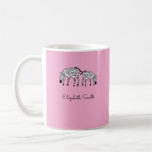 Happy Cute Kenya Zebras Pink Mug
