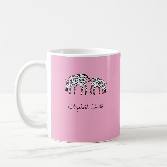 Happy Cute Kenya Zebras Pink Mug (Left)