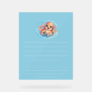 Happy Cute Octopus Kawaii Sea Life Illustration Acrylic Sign