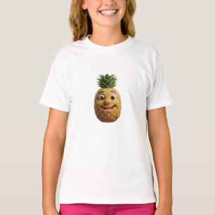 Happy Cute Pineapple 3D Character Art T-Shirt