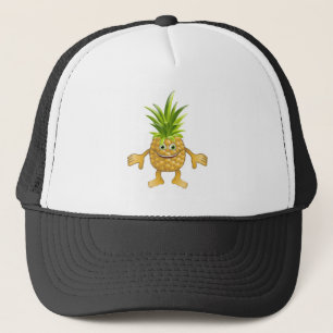 Happy cute pineapple fruit character trucker hat