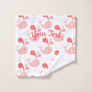 Happy Cute Pink Whale Wash Cloth