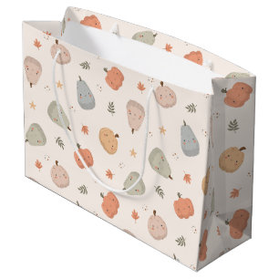 Happy Cute Pumpkin Pattern - Large Gift Bag