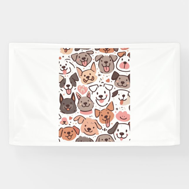 Happy Cute Puppies Pattern  1 Banner (Horizontal)