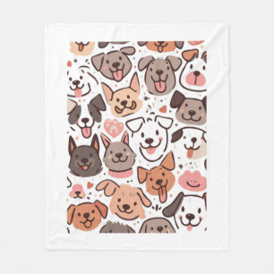 Happy Cute Puppies Pattern 1 Fleece Blanket