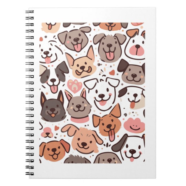 Happy Cute Puppies Pattern  1 Notebook (Front)