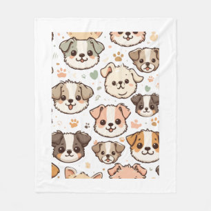 Happy Cute Puppies Pattern   Fleece Blanket