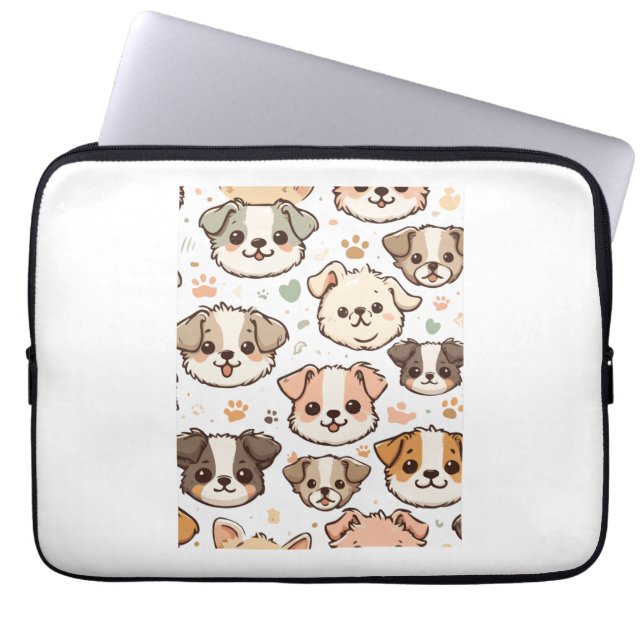 Happy Cute Puppies Pattern   Laptop Sleeve (Front)
