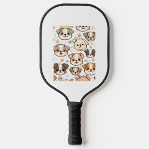 Happy Cute Puppies Pattern Pickleball Paddle