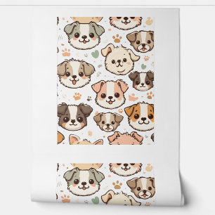 Happy Cute Puppies Pattern   Wallpaper