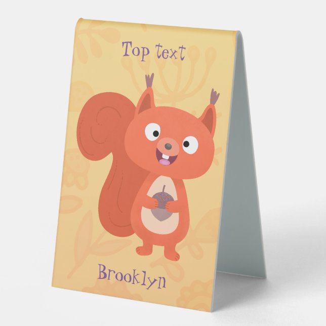 Happy cute red squirrel cartoon illustration (Front)