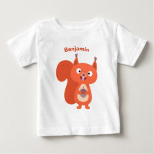 Happy cute red squirrel cartoon illustration baby T-Shirt