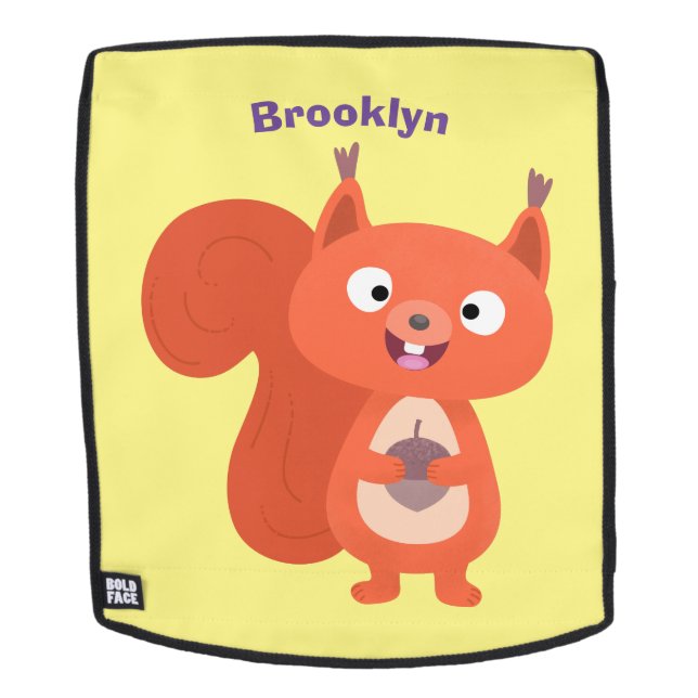 Happy cute red squirrel cartoon illustration backpack (Removable Face)